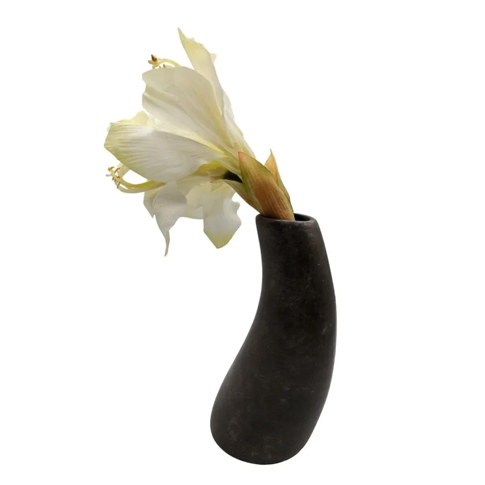 Rare Pier 1 Imports Ceramic Curved Potted Amaryllis Flower Home Decor 13 in